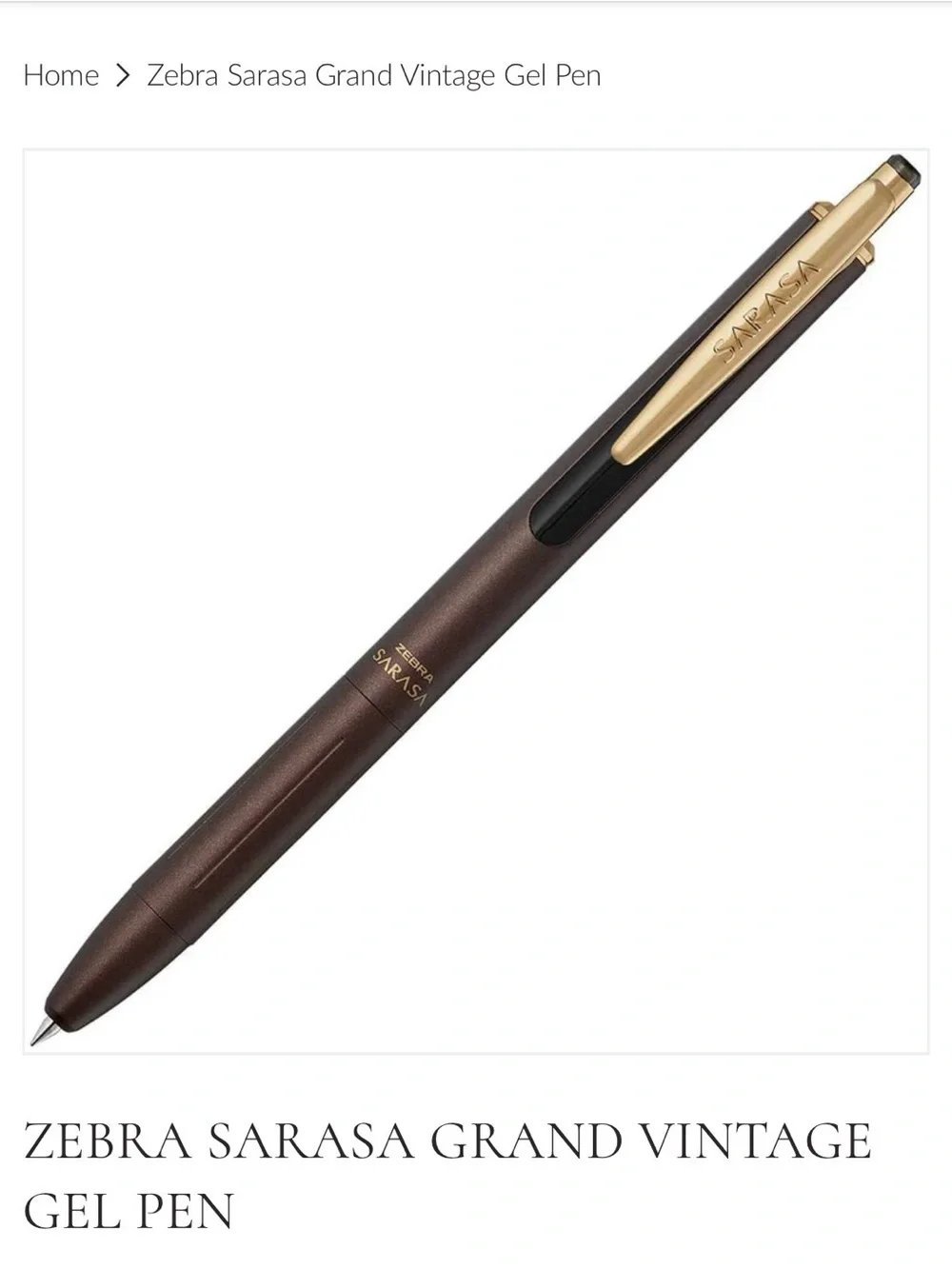 Zebra Gel Ballpoint Pen, Sarasa Grand 0.5mm Vintage Color, Brown Gray